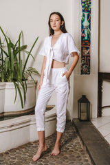 RW19 - Linen Front Tie Top RW1013