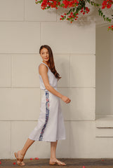 RW31004 -Wide Leg Nonya Print Panelled Pants